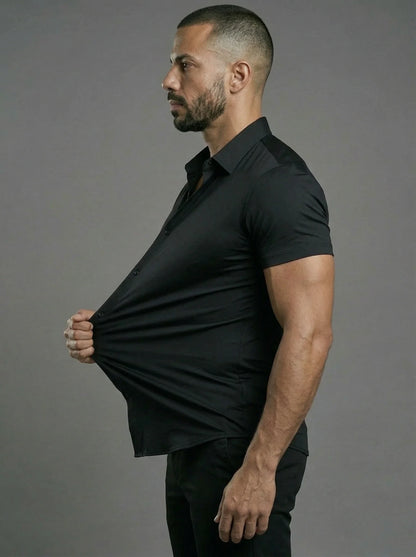 Short Sleeve Muscle Dress Shirt - Stretch Fit