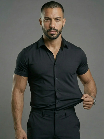 Short Sleeve Muscle Dress Shirt - Stretch Fit
