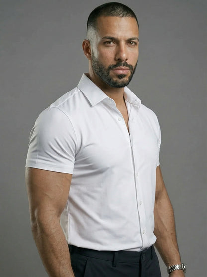 Short Sleeve Muscle Dress Shirt - Stretch Fit