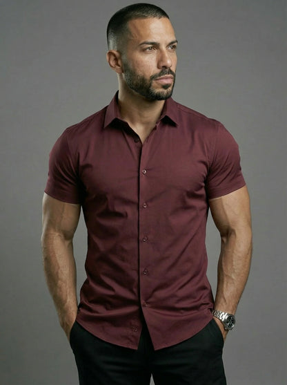 Short Sleeve Muscle Dress Shirt - Stretch Fit