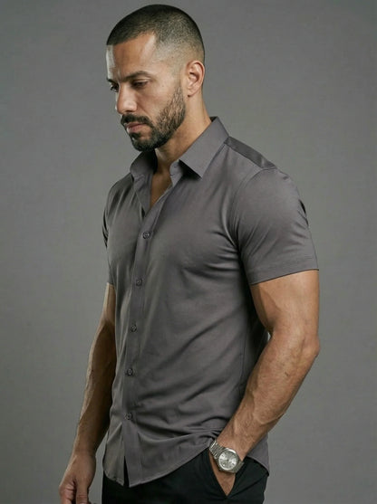 Short Sleeve Muscle Dress Shirt - Stretch Fit