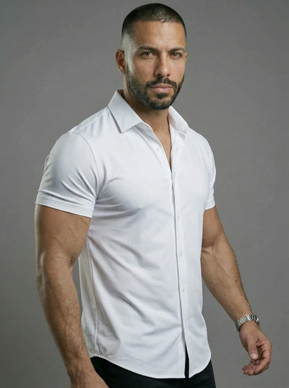 Short Sleeve Muscle Dress Shirt - Stretch Fit